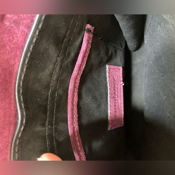 Sundance fringe wine burgundy suede studded western adjustable bag crossbody - Picture 12 of 16